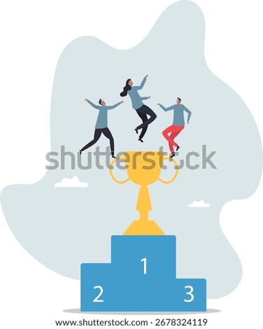 Team success win together, teamwork or collaboration to achieve goal together, group winner or team victory.about a man and his life.