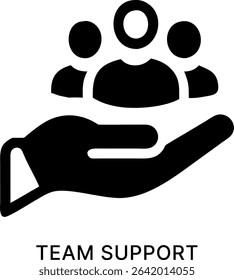 Team Support Hand Care Black Fill Icon Design