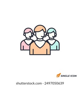 Ilustración vectorial de icono de Asistencia de Equipo. Símbolo de Asistencia de Equipo aislado sobre fondo blanco