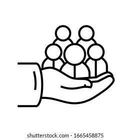 Team support line icon, concept sign, outline vector illustration, linear symbol.