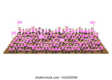 team supporter on stadium seats stand in pink shirts kit