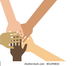 Team symbol. Hands of all the peoples. Vector EPS 10.