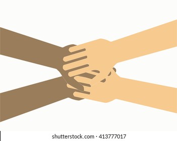 Team symbol. Hands of all the peoples. Vector EPS 10.