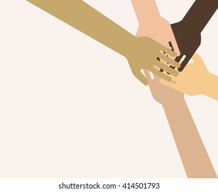 Team symbol. Hands of all the peoples. Vector EPS 10.
