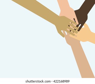 Team symbol. Hands of all the peoples. Vector EPS 10.