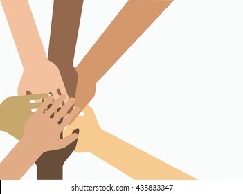 Team symbol. Hands of all the peoples. Vector EPS 10.