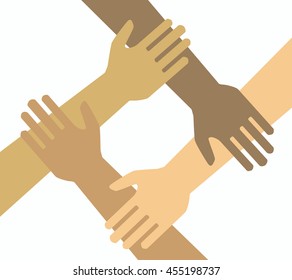 Team symbol. Hands of all the peoples. Vector EPS 10.