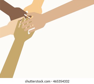 Team symbol. Hands of all the peoples. Vector EPS 10.