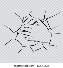 Team symbol. Hands of all the peoples.Vector illustration.