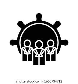 Team system black icon, concept illustration, vector flat symbol, glyph sign.