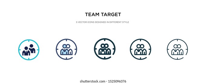 team target icon in different style vector illustration. two colored and black team target vector icons designed in filled, outline, line and stroke style can be used for web, mobile, ui