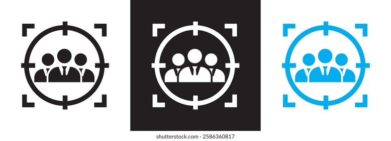 Team target icon.   isolated on white and black background. Vector illustration. EPS 10