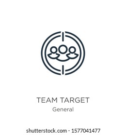 Team target icon. Thin linear team target outline icon isolated on white background from general collection. Line vector sign, symbol for web and mobile