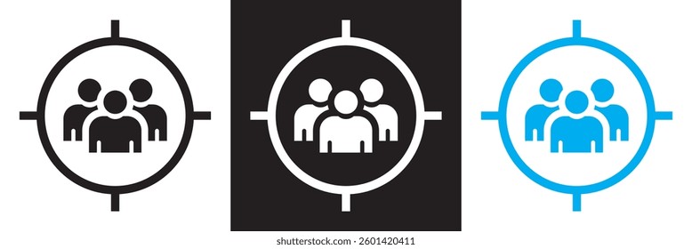 Team target icon. Vector illustration. isolated on white and black background. EPS 10