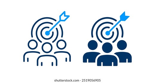 Team target icons on white background. Vector illustration.