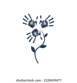 Team teamwork business join hand together. Vector icon on a white background.