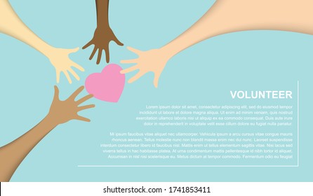 Team teamwork business join hand together concept, Power of volunteer charity work, Vector illustration