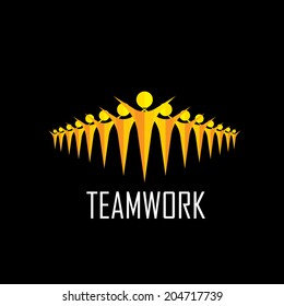 team, teamwork, community, togetherness - vector concept. This graphic illustration also represents successful group of employees, happy group of people, excited children 