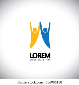 team & teamwork, excited employees, motivated people - vector icon. this icon also represents friendship, partnership cooperation, unity, excitement, happiness, euphoric, happy, joyful, jubilant