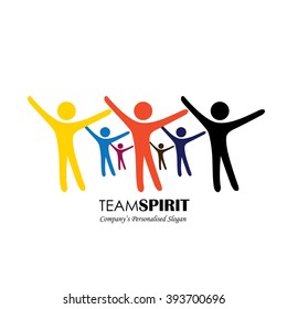 team & teamwork, excited employees, motivated people - vector icon. this icon also represents friendship, partnership cooperation, unity, excitement, happiness, euphoric, happy, joyful, jubilant
