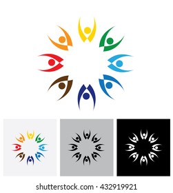 team and teamwork of group of employees in star shape - vector logo icon. This graphic also represents concepts like employees connected, family love, community people together, unity & solidarity