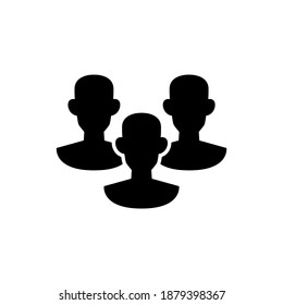 Team, teamwork, users icon symbol in solid black flat shape glyph icon, isolated on white background