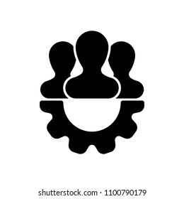 Team, technical support, few person and gear