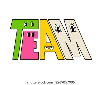 Team text with vintage faces. Business scene