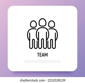 Team thin line icon. Group of people with leader. Modern vector illustration.