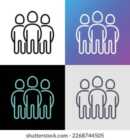 Icono de línea delgada de equipo. Grupo de personas con líder. Ilustración vectorial moderna.