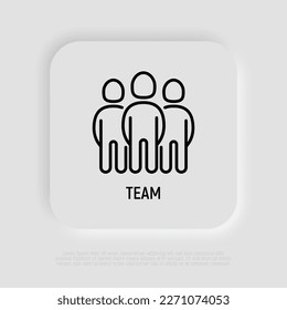 Icono de línea delgada de equipo. Grupo de personas con líder. Ilustración vectorial moderna.