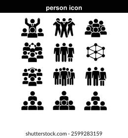 Team thin line icon set. Containing teamwork, group people, achievement, collaboration,