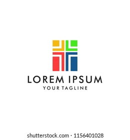 Team of three people logo. Concept of people group meeting collaboration and great work.