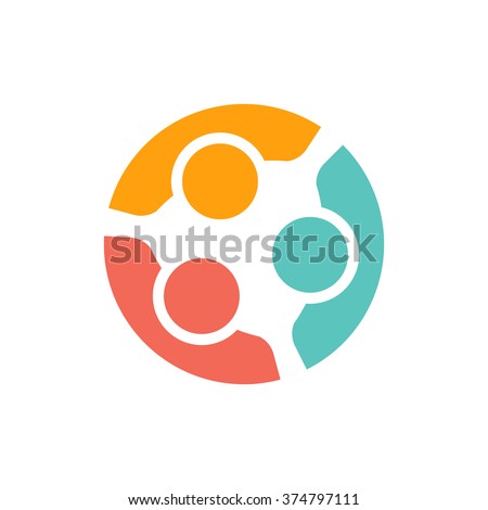 Team of three people logo. Concept of people group  meeting collaboration and great work.