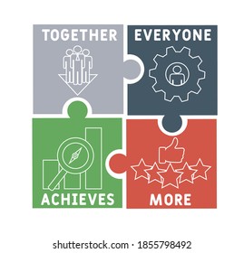 Team - Together Everyone Achieves More acronym, business concept. word lettering typography design illustration with line icons and ornaments.  Internet web site promotion concept vector layout.