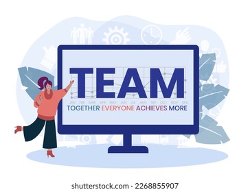 Team - Together Everyone Achieves More acronym, business concept. word lettering typography design illustration with line icons and ornaments. Internet web site promotion concept vector layout.