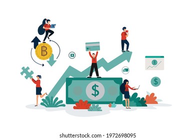 A team of traders is analyzing the graph. To see the growth of profits from the stock market Bitcoin exchange rate Which leads to business success