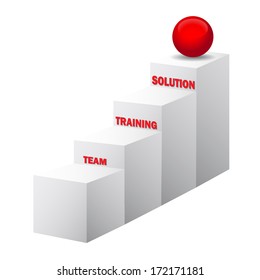 Team, training, solution stairs, 3d vector on white background