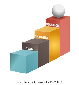 Team, training, solution stairs, 3d vector on white background