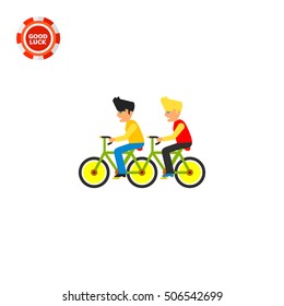 Team of Two Men on Tandem Bicycle Icon