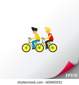 Team of Two Men on Tandem Bicycle Icon