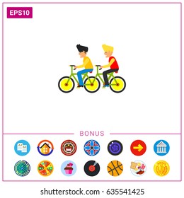 Team of Two Men on Tandem Bicycle Icon