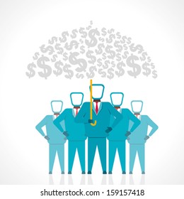 team under money umbrella vector