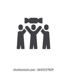 Team unity bond solid icon. A glyph icon of people with hands together. This solid icon is a vector symbol of unity, strength, and team collaboration icon.