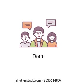 Ilustración de diseño de iconos de esquema rellenado por vector de equipo. Símbolo de asociación empresarial sobre archivo EPS 10 de fondo blanco