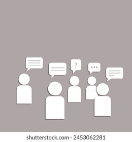 Team. Vector flat group of people. Avatar, user profile, person icon, gender neutral silhouette, profile picture. Conference. Cooperation. The team works together. Search for ideas
