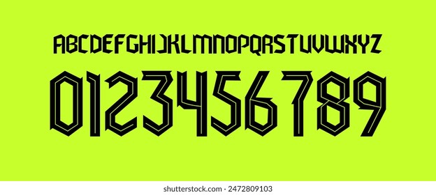 team vector font 2022 sports style font kit. Sporting font. sports style letters and numbers for soccer team on away jersey background.	