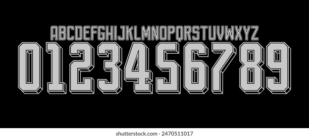 team vector font 2023- 2024 sports style font kit. Corinthian fc font. sports style letters and numbers for soccer team on away jersey background.	