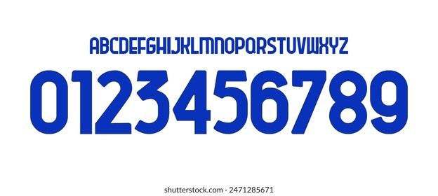 team vector font 2023- 2024 sports style font kit. Inter milan font. sports style letters and numbers for soccer team on away jersey background.	