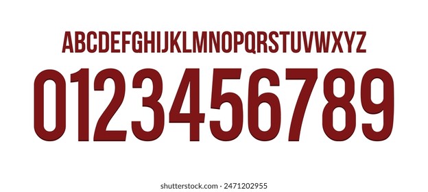 team vector font 2023-24 sports style font kit. Fluminense font. sports style letters and numbers for soccer team on away jersey background.